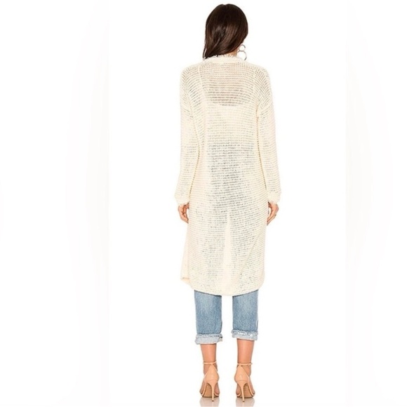 Free People Woodstock Cardi- Ivory Knit Boho Fringe Duster -size M - Picture 3 of 8